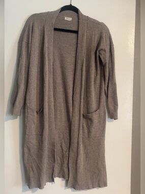 debut Long Open-Front Cardigan Sweater - Taupe